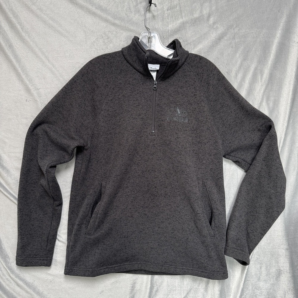 Disney Parks Pullover Mens Small Gray Quarter Zip Fleece Mickey Disneyland 1955